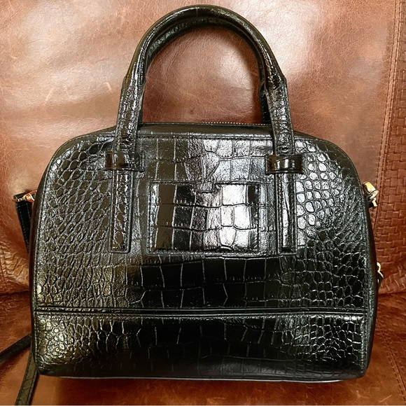 Kate Spade Croc Embossed Genuine Leather Satchel/Crossbody With Detachable Strap - Picture 5 of 11